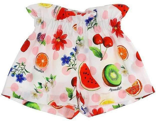 Girls White Cherry Shorts