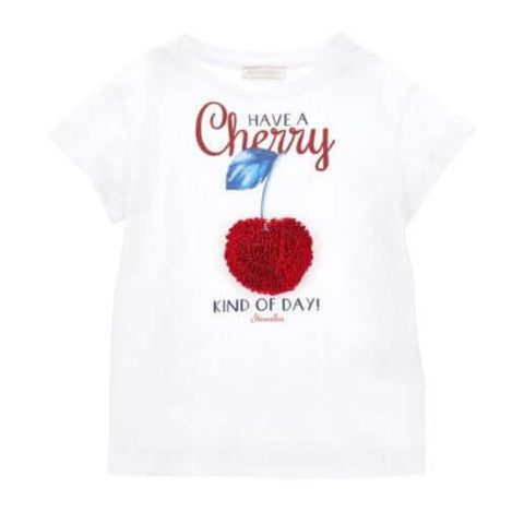 Monnalisa Girls White Cherry T-shirt