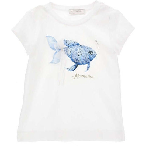 Monnalisa Girls White Fish T-Shirt