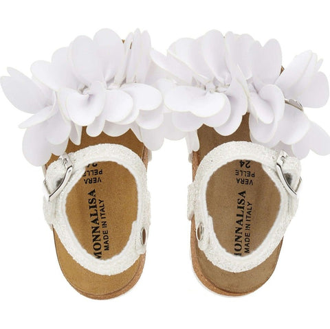 Monnalisa Girls White Flower Sandals