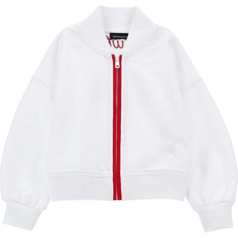 Monnalisa Girls White Strawberry Zip Up Sweater