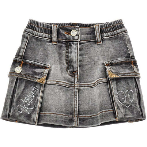 Monnalisa Girls Grey Denim Skirt