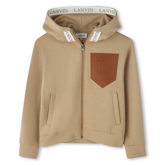 Boys Beige Zip Up Hoodie