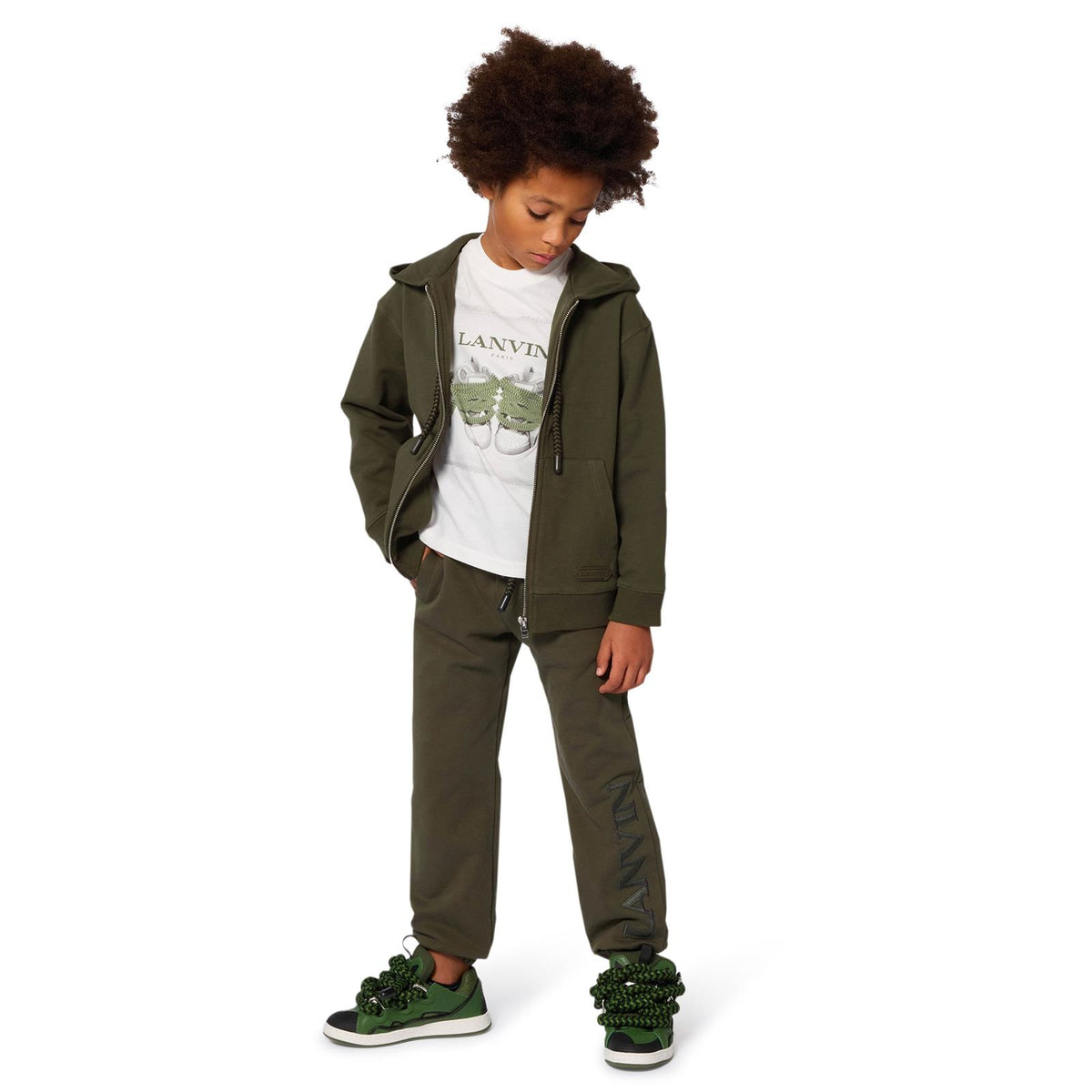 Lanvin Boys Green Hooded Cardigan