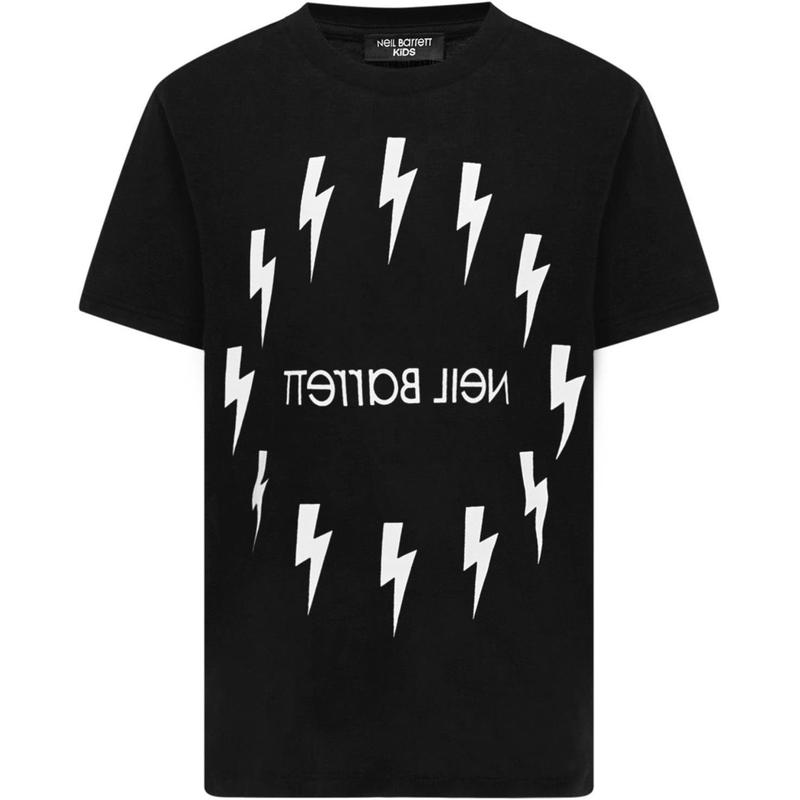 Neil Barrett Boys Black Lightning Bolt T-shirt