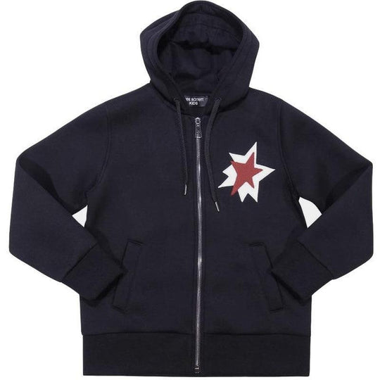 Boys Black Star Patch Zip-up Hoodie
