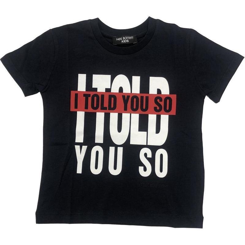 Neil Barrett Boys Cotton Navy " I told you so " T-Shirt