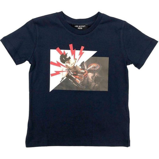 Boys Navy Motorbike Graphic T-Shirt