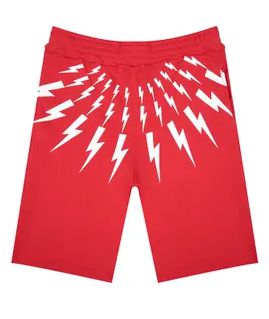 Neil Barrett Boys Red Thunderbolt Jersey Shorts