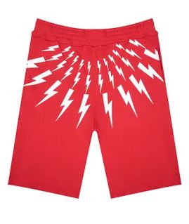 Boys Red Thunderbolt Jersey Shorts