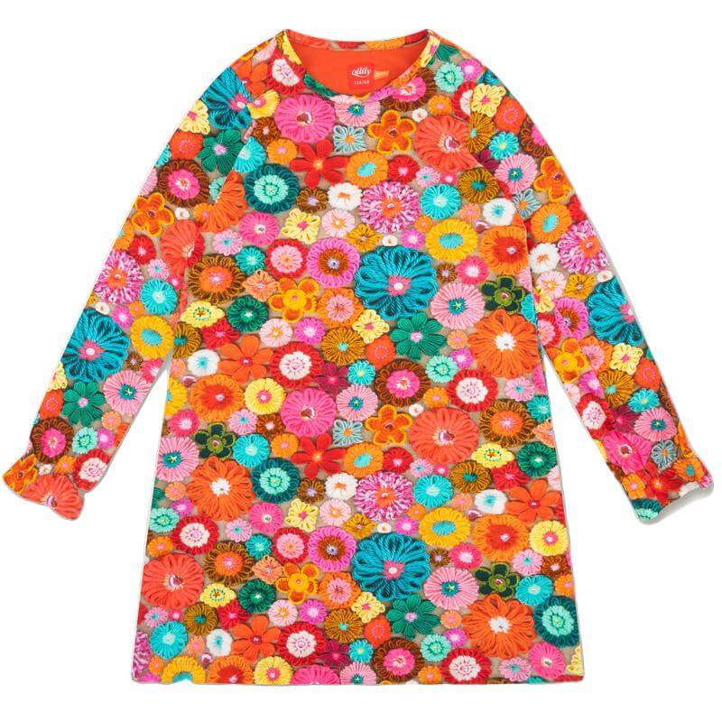 Oilily Girls Orange Date Jersey Dress