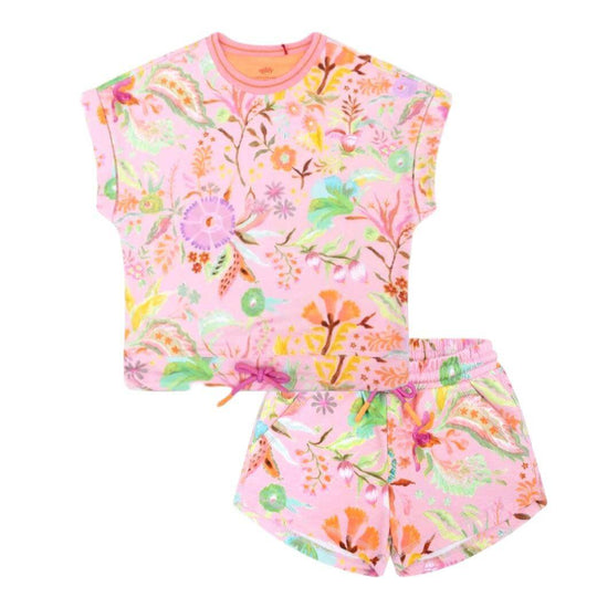 Girls Pink Cuban Sits Short Set