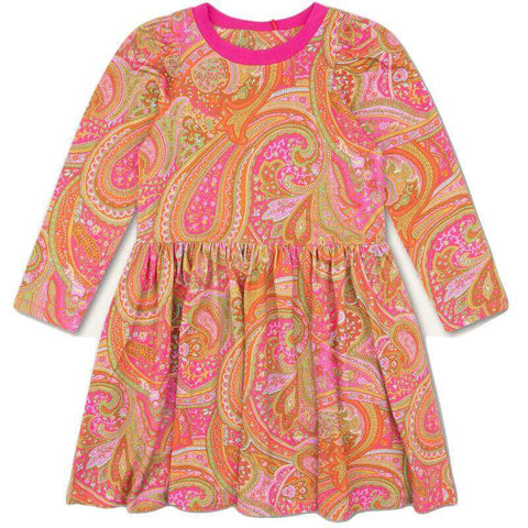 Oilily Girls Pink Paisley Drum Jersey Dress