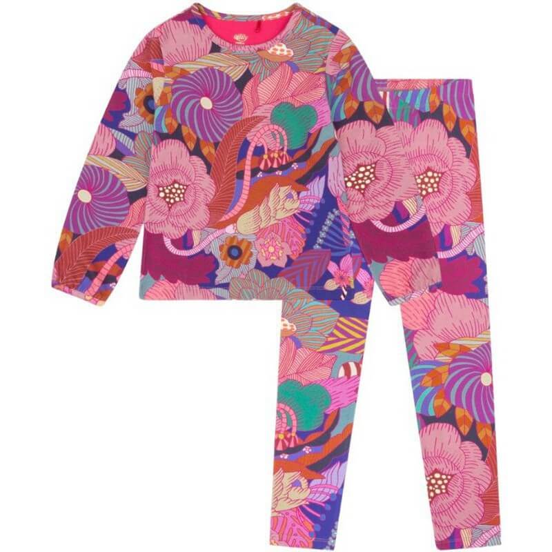 Oilily Girls Pink Striped Flowers Legging Set