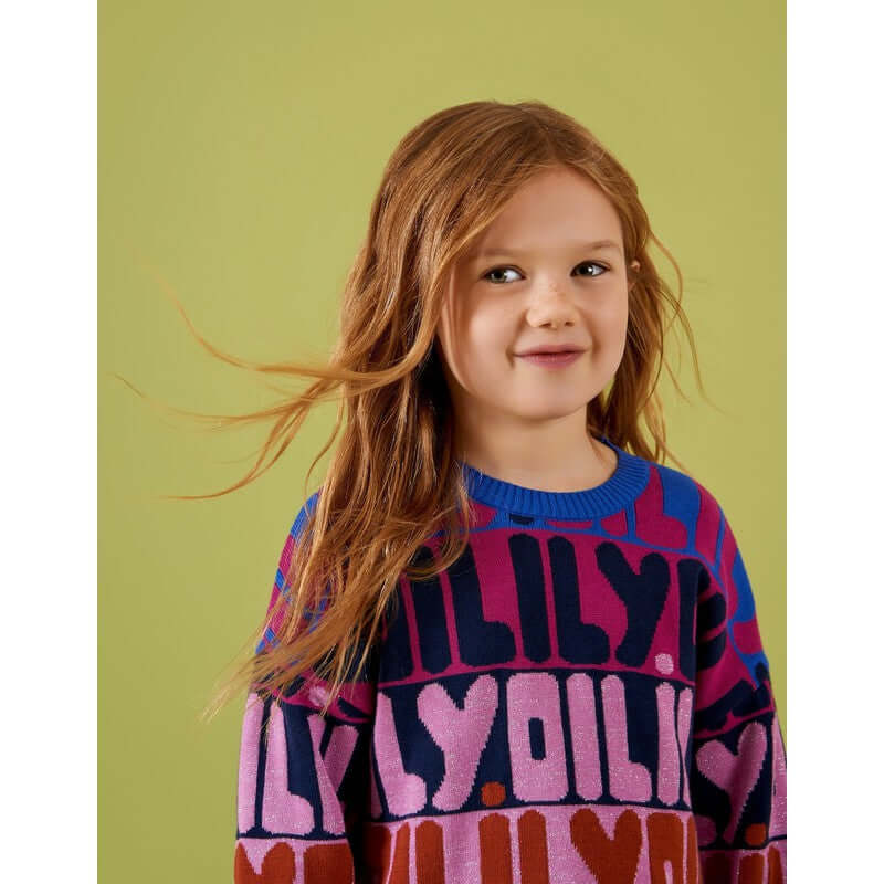 Oilily Girls Purple Rainbow Logo Sweater