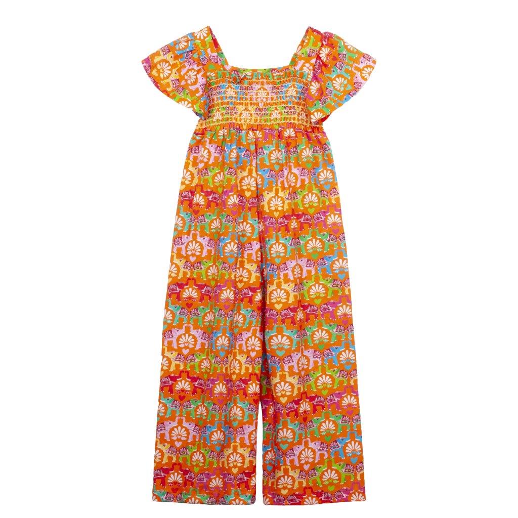 Agatha Ruiz De La Prada Girls Orange Elephant Jumpsuit