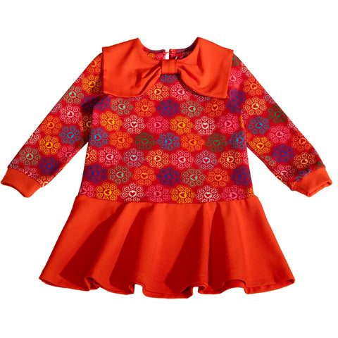 Agatha Ruiz De La Prada Girls Red Bow Collar Dress
