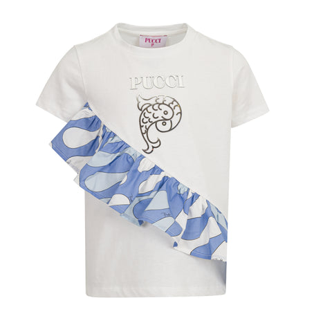 Emilio Pucci Girl White Frill T-Shirt