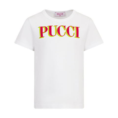 Emilio Pucci Girls White And Red Logo T-Shirt