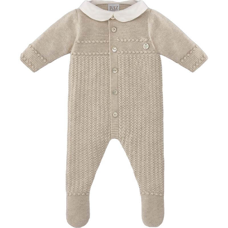 Paz Rodriguez Baby Boys Beige Knitted All In One
