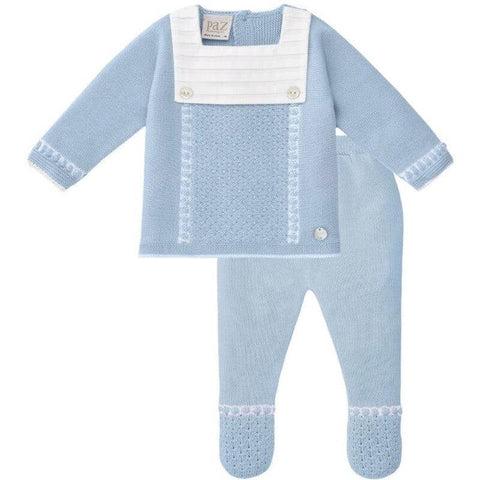 Paz Rodriguez Baby Boys Blue Ciguena Cotton Knit Set