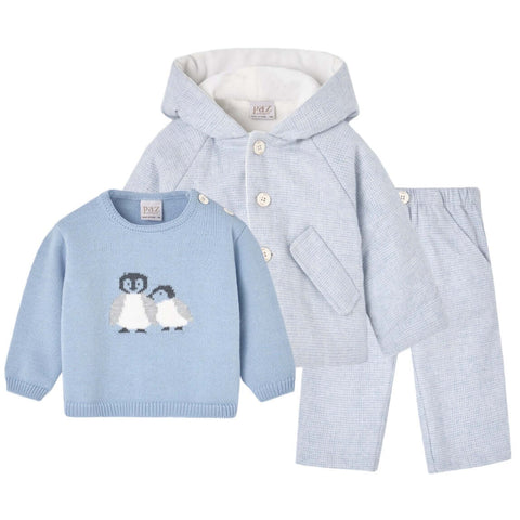 Paz Rodriguez Baby Boys Blue Penguin 3 Piece Set