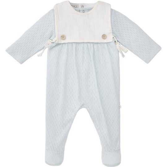 Baby Boys Blue & White Lago Cotton Bib Babygrow