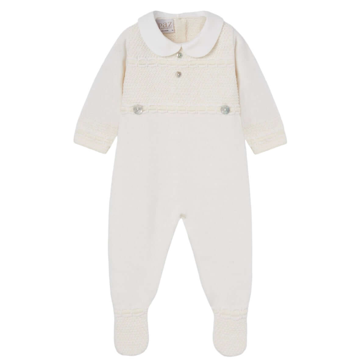 Paz Rodriguez Baby Boys Cream Knitted Babygrow