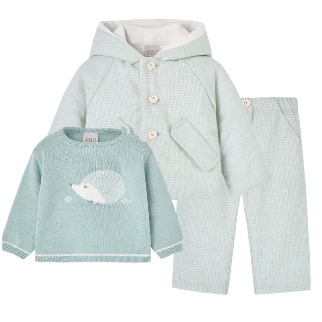 Paz Rodriguez Baby Boys Green Hedgehog 3 Piece Set