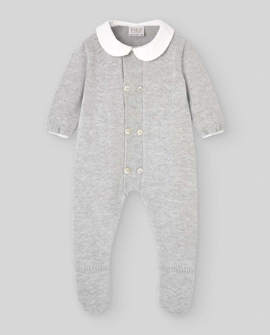 Paz Rodriguez Baby Boys Grey Knitted Babygrow