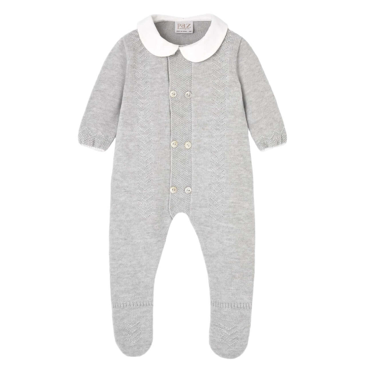 Paz Rodriguez Baby Boys Grey Knitted Babygrow