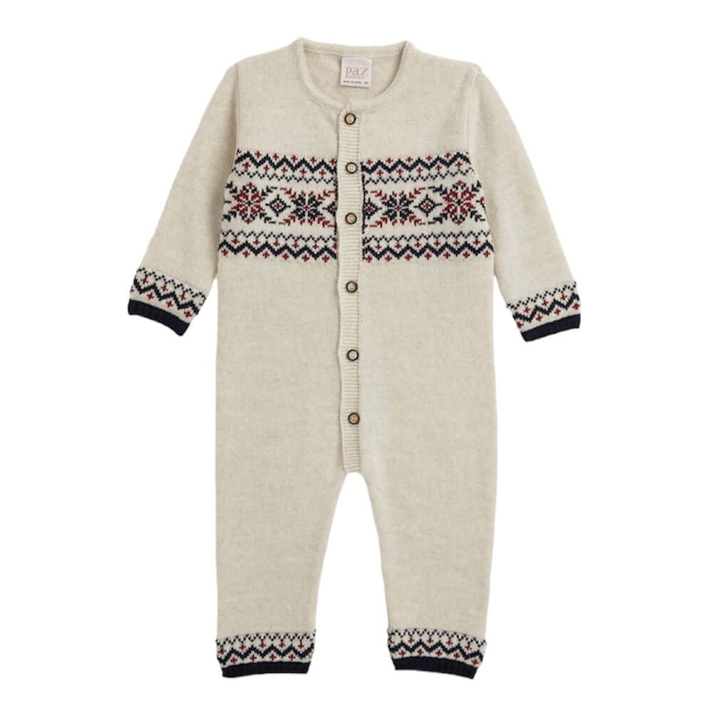 Paz Rodriguez Baby Boys Jaquard Print Knitted All In One