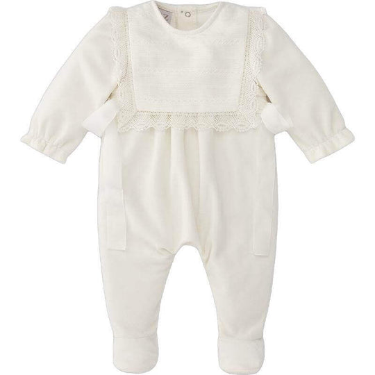 Baby Girls Cream Bow Babygrow
