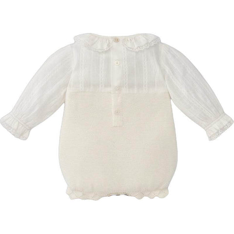 Paz Rodriguez Baby Girls Cream Knit Shortie with Cream Tights