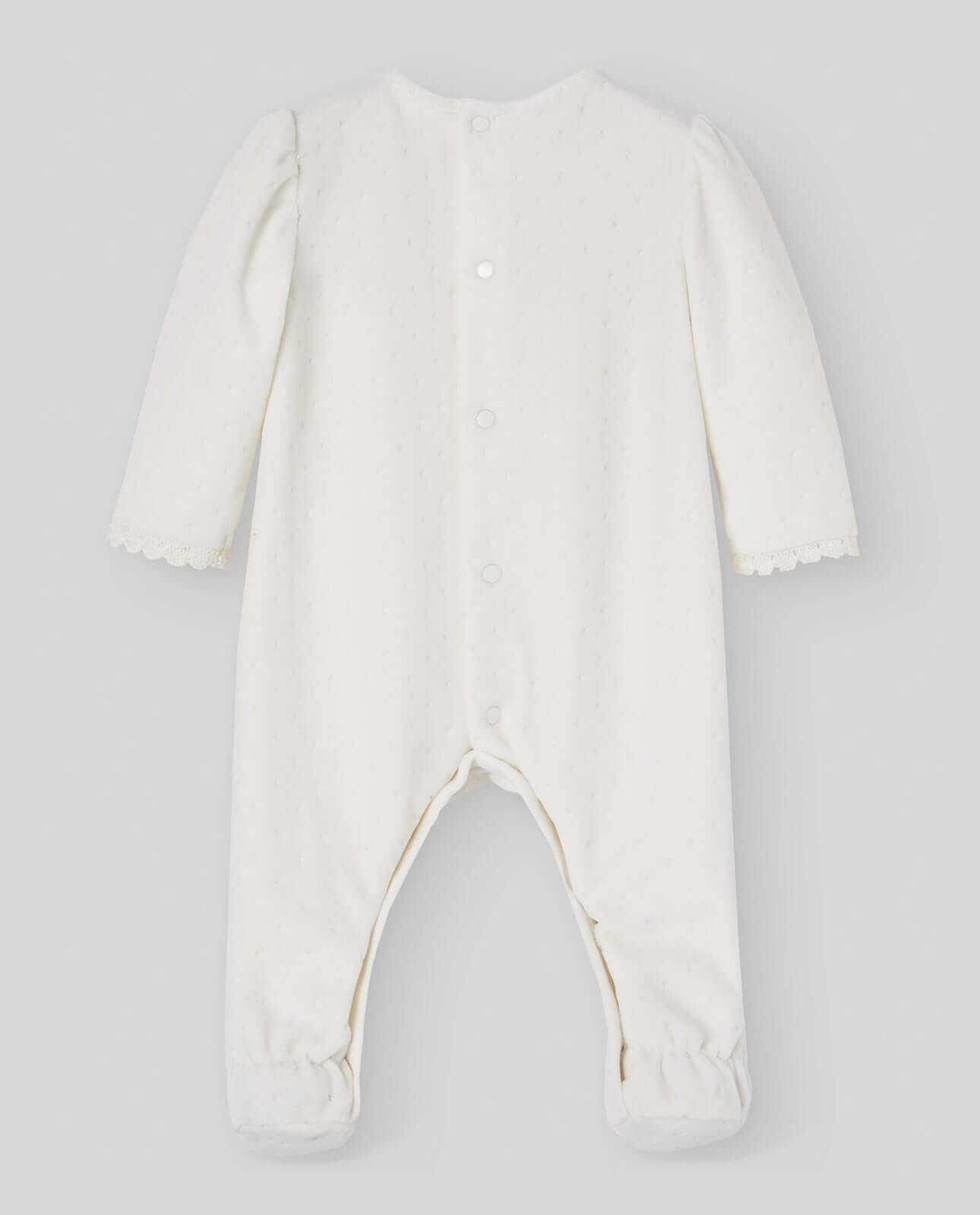 Paz Rodriguez Baby Girls Cream Velour Babygrow with Hat & Bib