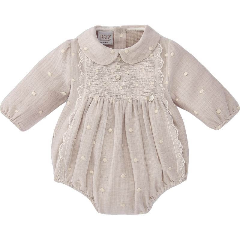 Paz Rodriguez Baby Girls Linen Romper with Tights