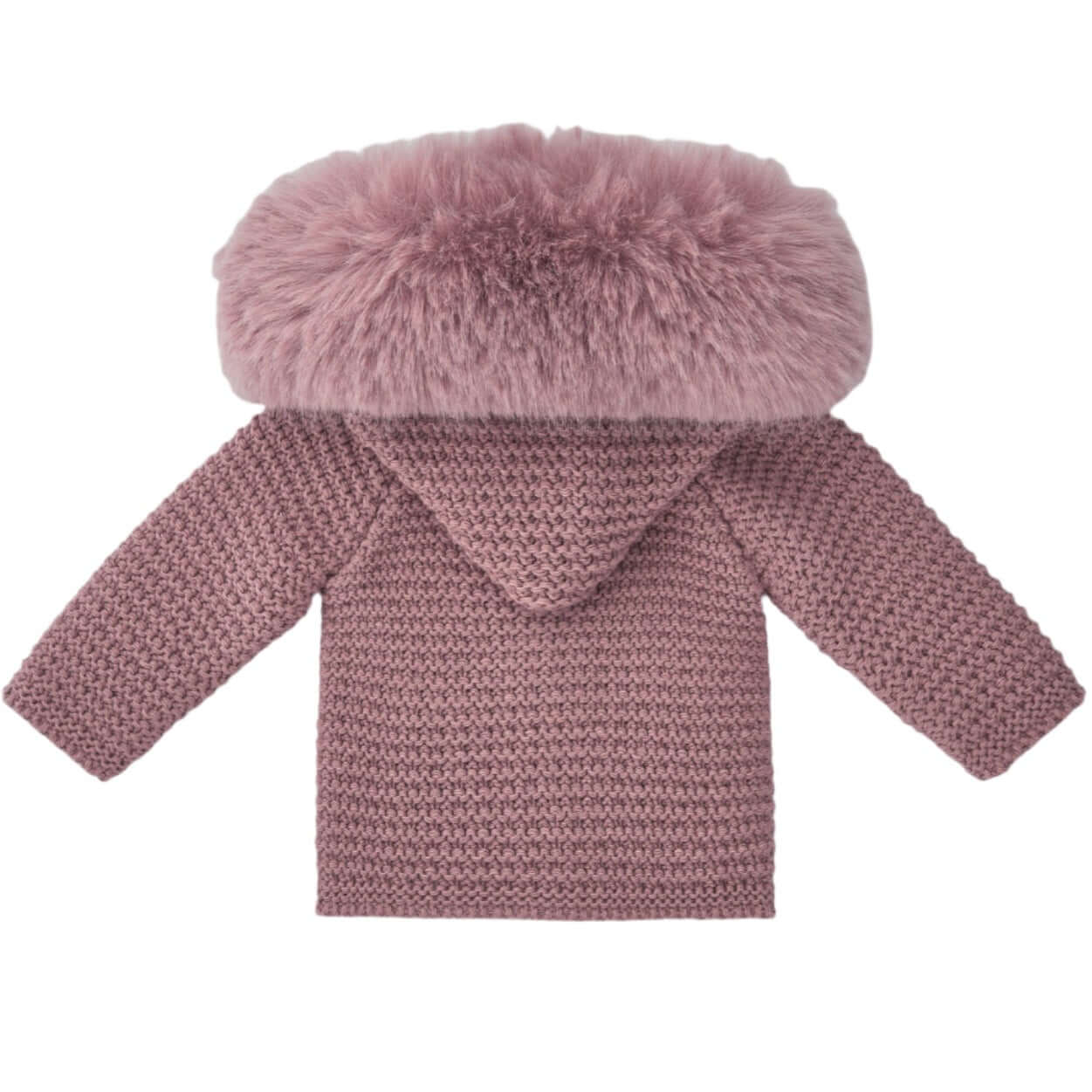 Paz Rodriguez Baby Girls Pink Knitted Jacket with Faux Fur