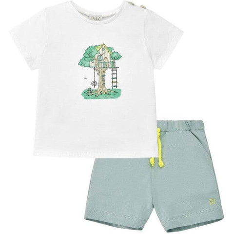 Paz Rodriguez Boys Sage Cotton Short Set