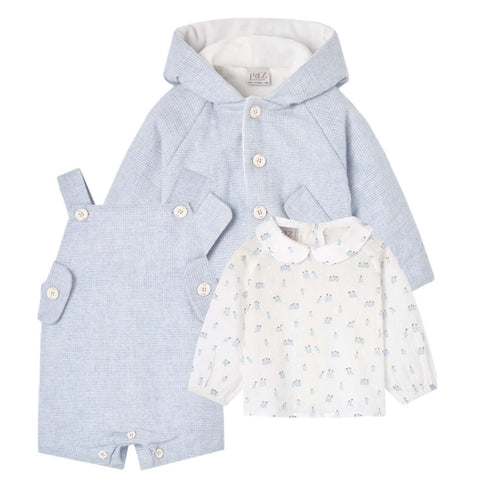 Paz Rodriguez Chalk Blue WOVEN NEWBORN OVERALL "GLACIAR"