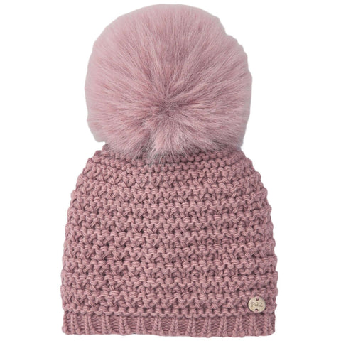 Paz Rodriguez Girls Pink Knitted Hat with Faux Fur