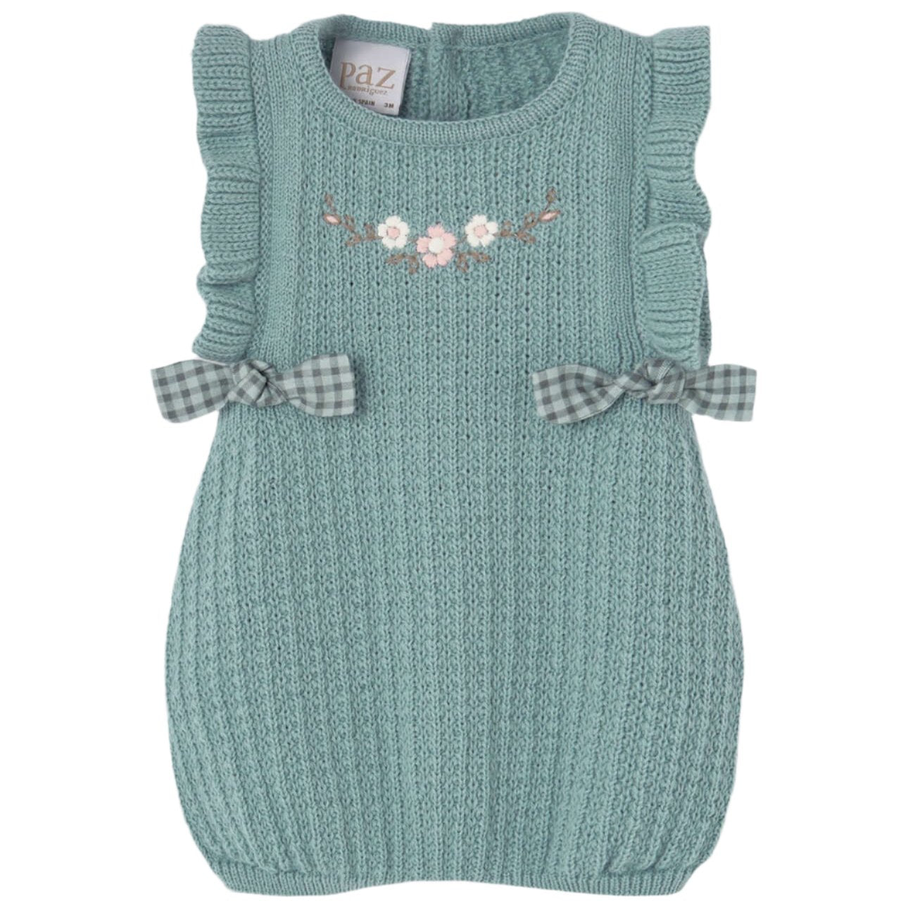 Paz Rodriguez Baby Girls Green Knitted Romper