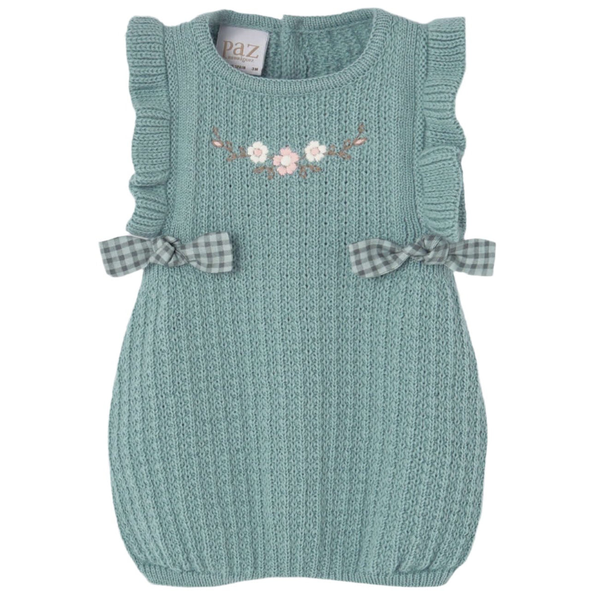 Paz Rodriguez Baby Girls Green Knitted Romper