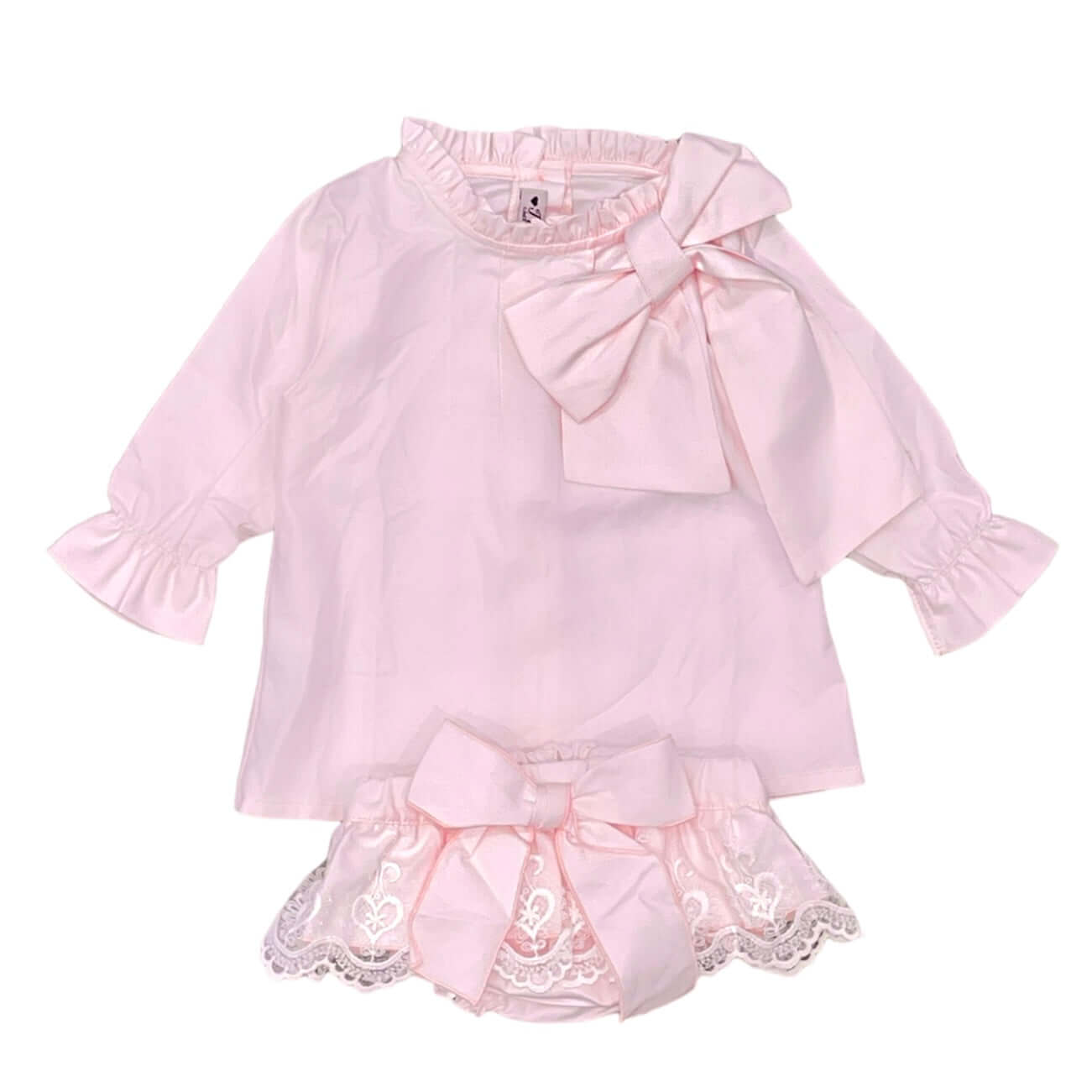 Phi Clothing Baby Girls Pink Blouse & Bloomers
