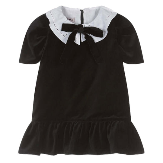 Girls Black Dress With White Collar