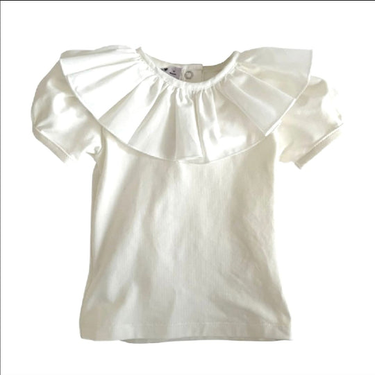 Girls Cream Frill Collar Top