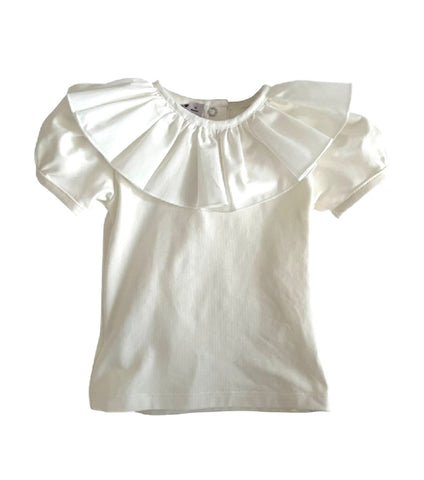 Phi Clothing Girls Cream Frill T-Shirt & Romper