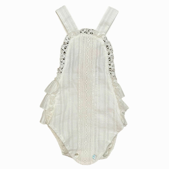 Girls Cream Frill T-Shirt & Romper