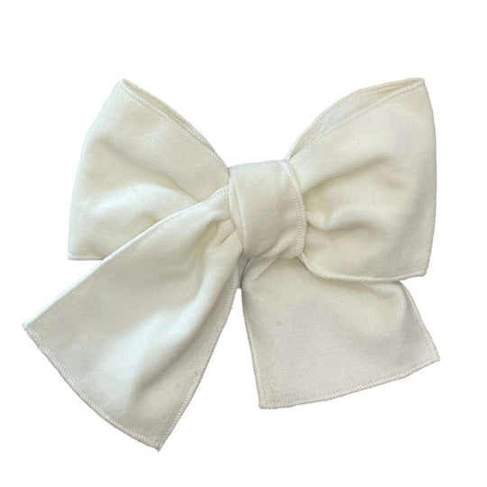 Girls Cream Velvet Hairbow
