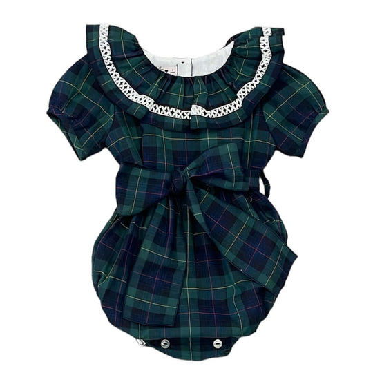 Girls Navy Check Romper