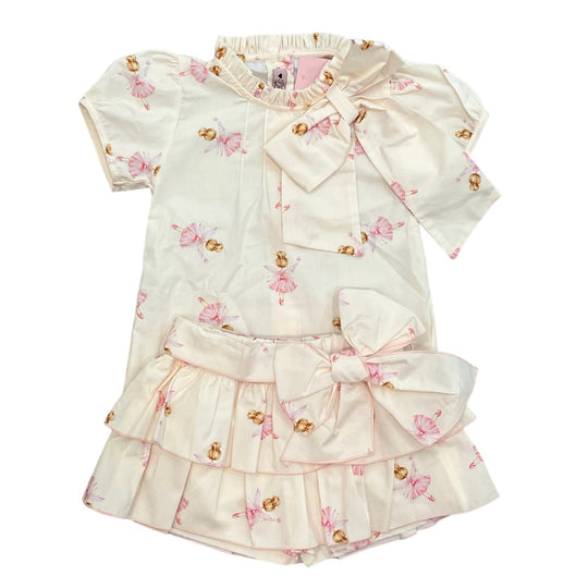 Girls Pink Ballerina Blouse & skort